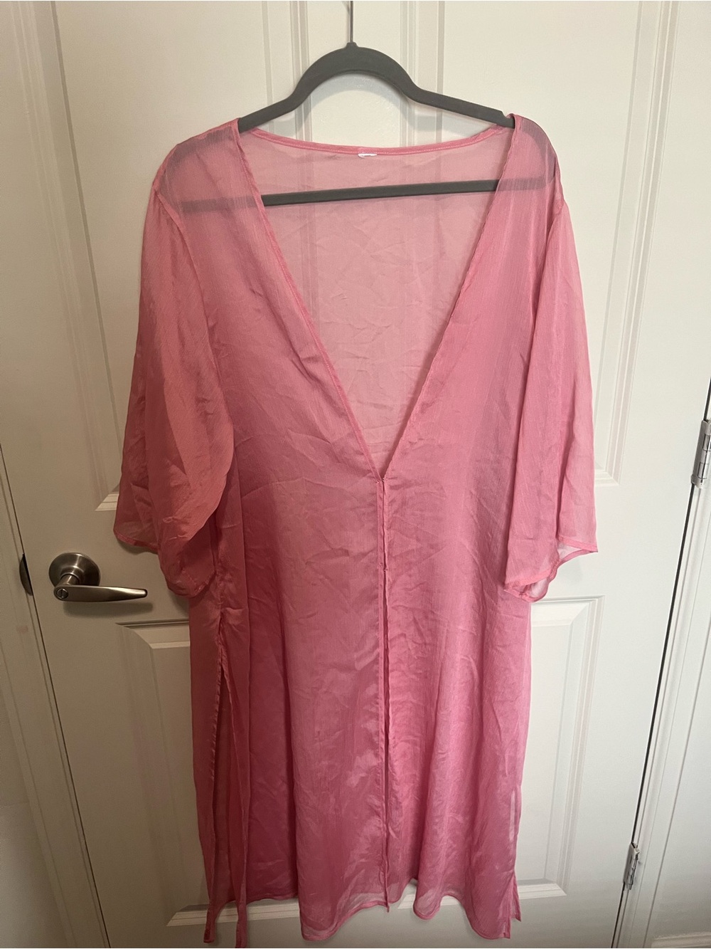 Vintage pink sheer Sheer Duster With Split Hem